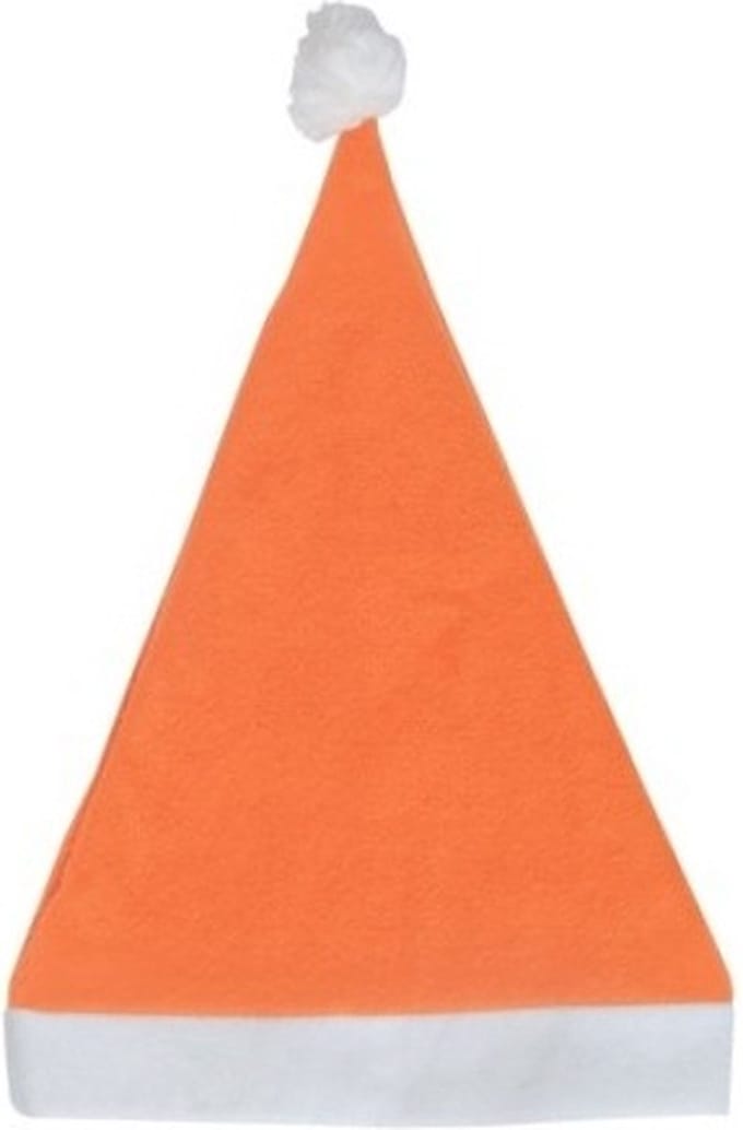 Voordelige kerstmuts - oranje - voor volwassenen - polyester - budget-line kerstmutsen