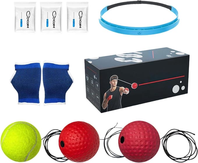 Boksreflex bal - Trainingsbal hoofdband - Verbeteren reactietijd - Universeel aanpasbaar - 6 cm bal - Rood