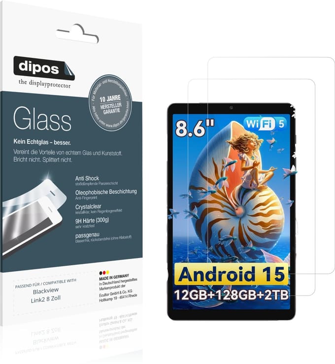 dipos – 2x Pantserfolie geschikt voor Blackview Link2 8 Zoll | 9H Screenprotector