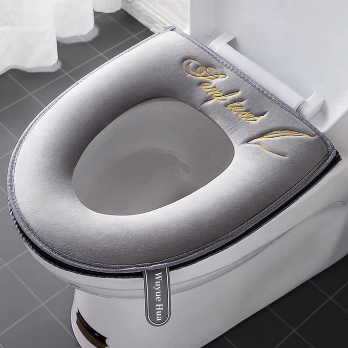 Zacht dik toiletzitkussen met handgreep, 2 stuks grijs