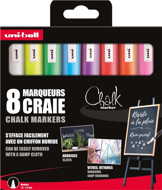 Uni-ball - Chalk PWE-5M - krijtmarker - medium punt - set 8 stuks