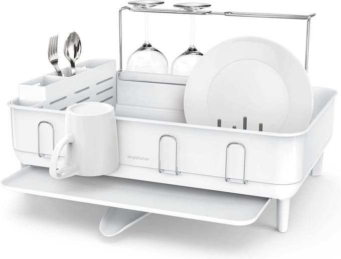 Simplehuman - Afdruiprek Luxe - Wit - Roestvast Staal