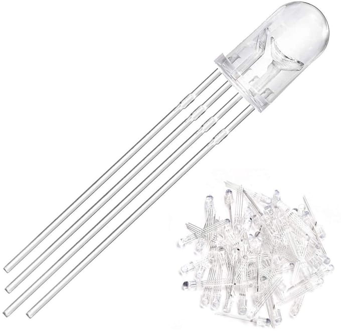 100 Pack 5mm RGB Tri-Color LED Lampen - Rood, Groen, Blauw voor Arduino en PCB