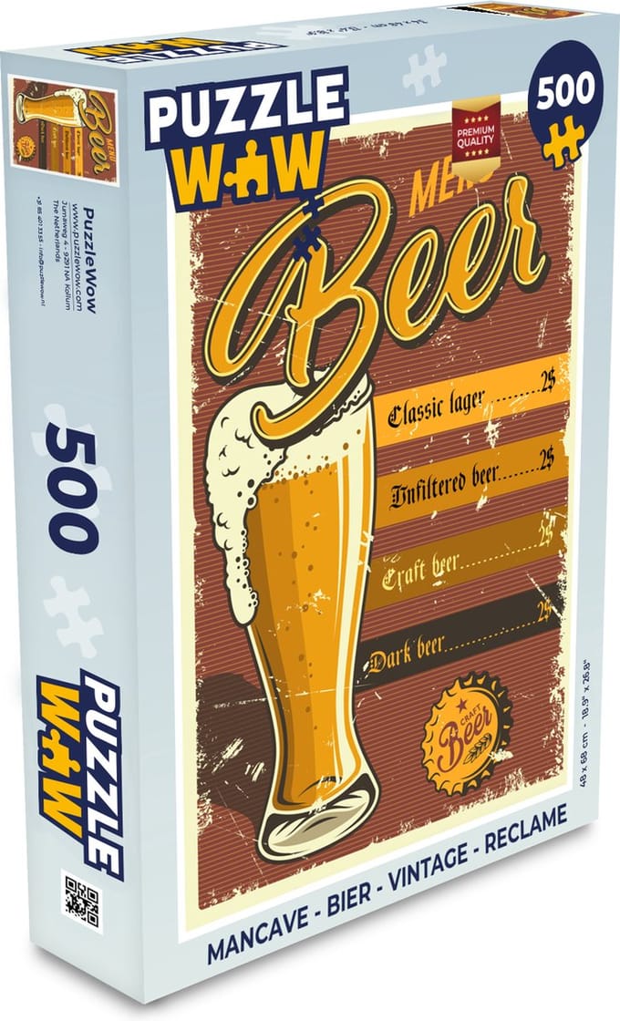 Puzzel Mancave - Bier - Vintage - Reclame - Legpuzzel - Puzzel 500 stukjes