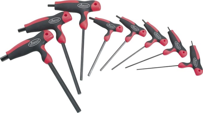 Zeskantschroevendraaier - T-greep schroevendraaier - Klus Werk - 2-componenten handvat - 2-10 mm - Grijs