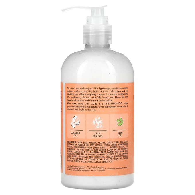 SheaMoisture, Curl & Shine Conditioner, Coconut & Hibiscus, 13 fl oz (384 ml) white