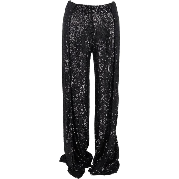 Tom Ford broek met pailletten en wijde pijpen in zwart polyester