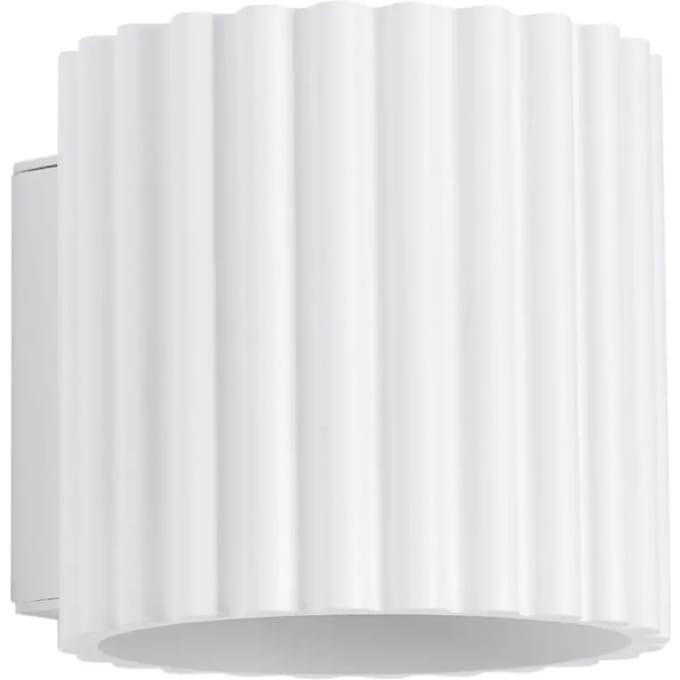 Wandlamp AURA geribbelde koker met licht omhoog en omlaag - Sollux Lighting - IP20 - Wit aluminium behuizing - 10 x 12 x 10 cm - 1 x G9 LED, exclusief lichtbron - Max. 10 W - Minimalistische wandlamp voor woonkamer, slaapkamer en eetkamer