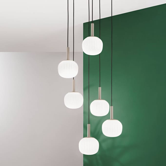 Luce Ambiente Design Hanglamp Eris, lengte 51 cm, bruin/wit, metaal/glas, 6-lamps