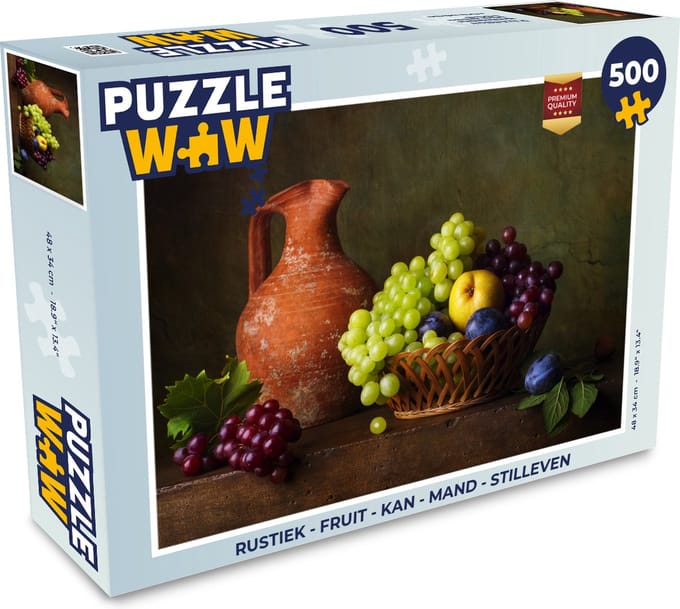 Puzzel Rustiek - Fruit - Kan - Mand - Stilleven - Legpuzzel - Puzzel 500 stukjes