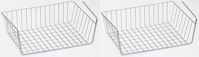 MSV Kastmandje - 4x - opberg/hang mandjes - rvs - wit - 30 x 27 x 16 cm - draadmand