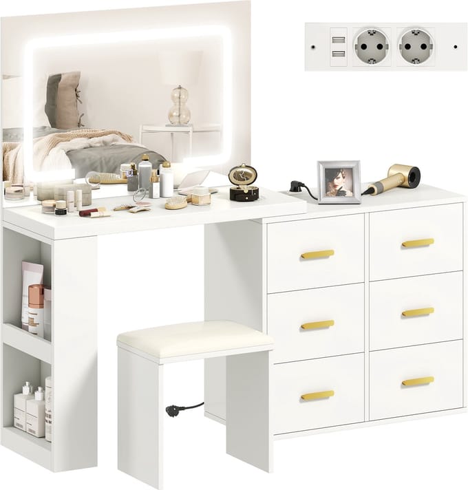 HOMCOM kaptafelset - MDF - 118x78x135cm - Wit
