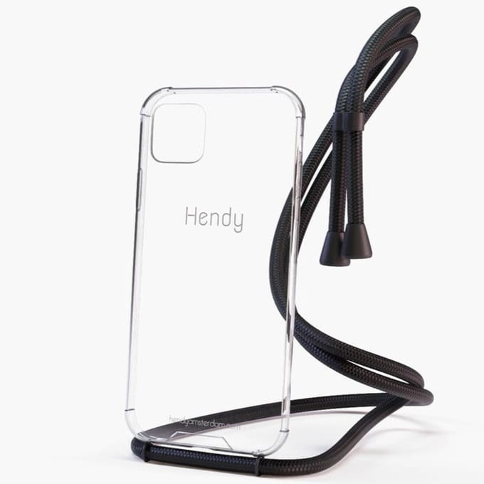 Hendy telefoonhoesje met koord - Classic - Full Black - iPhone 16 Plus