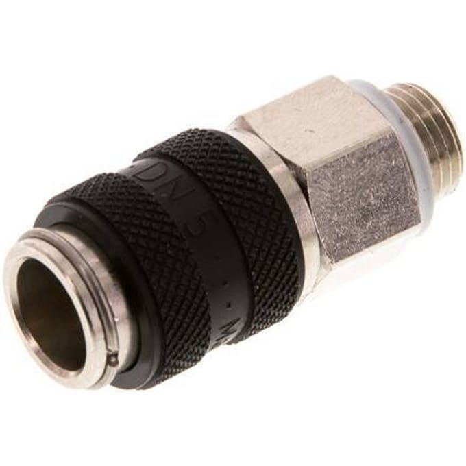 Vernikkeld Messing DN 5 Zwart Luchtkoppeling Snelkoppeling G 1/8 inch Buitendraad Double Shut-Off - CLS5-M-BN-BLA-SV-018