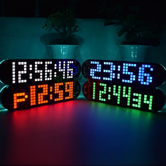 DS3231 Zeer nauwkeurige DIY digitale dotmatrix LED-wekkerset met transparante behuizing Temperatuurgegevens blauw