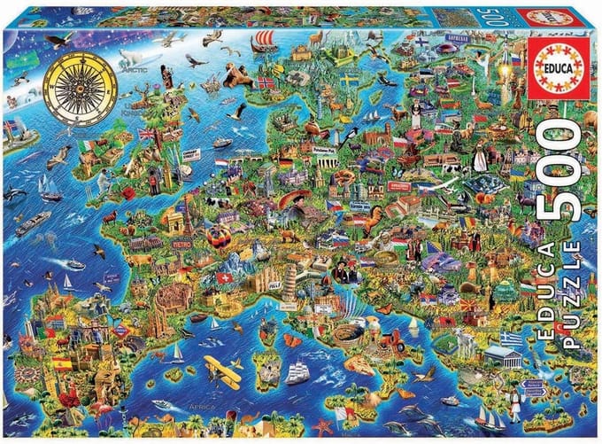 Educa - Puzzel - Grappige Landkaart van Europa - Legpuzzel - 500 stukjes