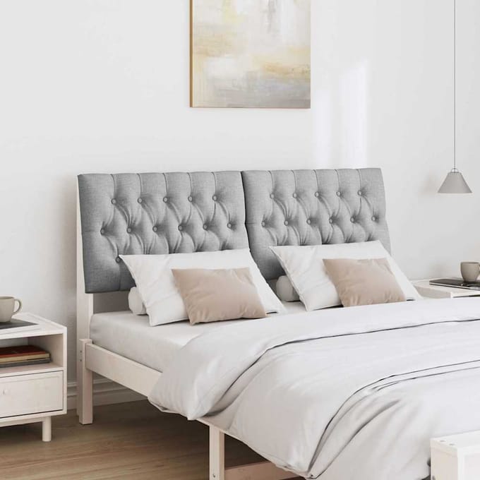 vidaXL - Gestoffeerd - hoofdbord - Lichtgrijs - 140 - cm - Massief - grenenhout