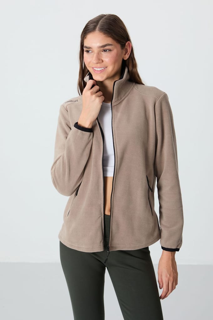 Dames Pluche Rits-Voorkant Sweatshirt