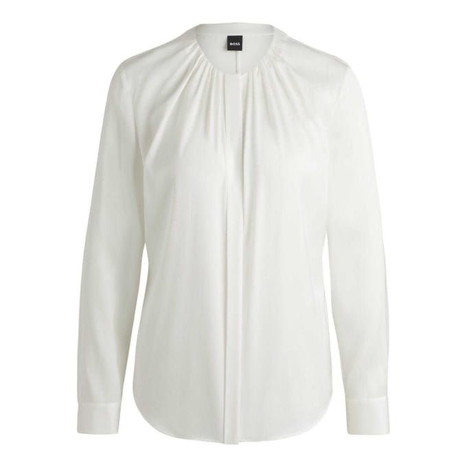 Boss Dames/Dames Zijden Regelmatige Blouse Met Lange Mouwen (Wit)