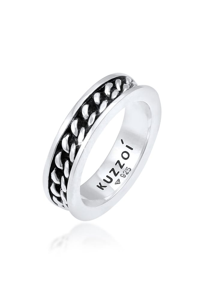 KUZZOI - Ring - Heren Bandring Panzer Design Trend gemaakt van 925 Sterling Zilver - Heren