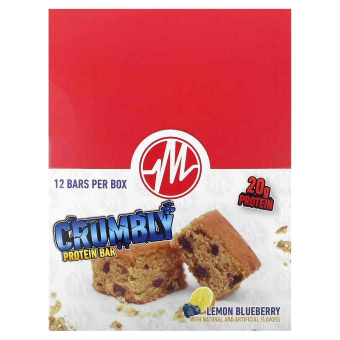 Metabolic Nutrition, Crumbley Protein Bars, Citron et myrtille, 12 barres, 2,65 oz (75g) chaque