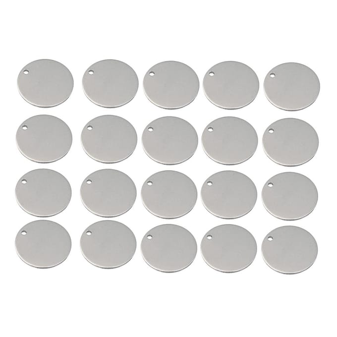 20 stuks metalen platte ronde cirkel blanco munt stempelen charmes tag hangers 8 mm 8mm white