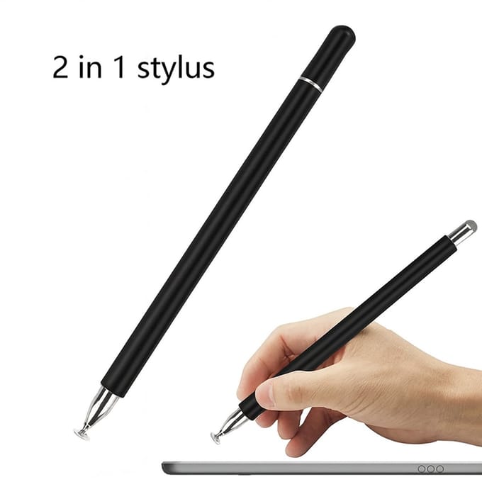 2-in-1 Stylus Pen – Universele Touchscreen Pen voor iOS & Android tablets – Zwart