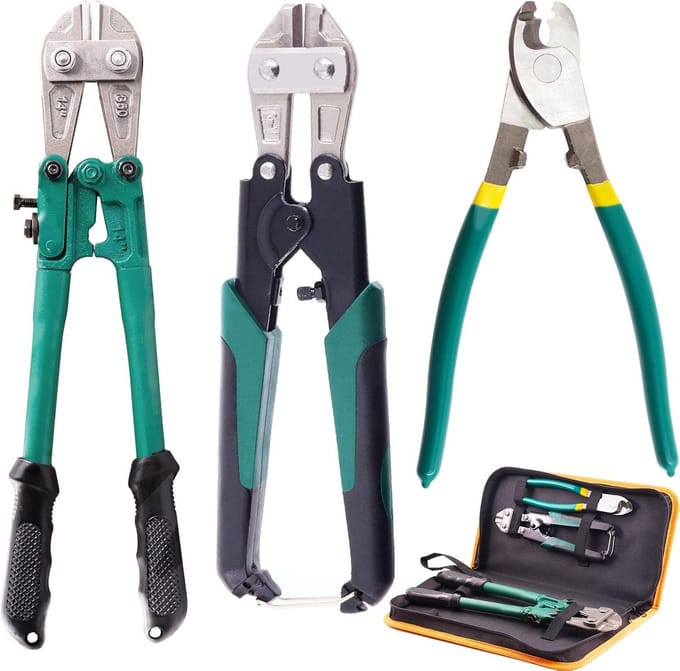 Set van 3 Zware Bouten- en Kabelkniptangen - Multifunctionele Draadknipper voor Dik Metaal