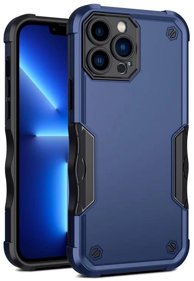 Cityhoesje - iPhone 15 Pro Max - Non-slip Stripes- - PC+TPU Backcase - Blauw