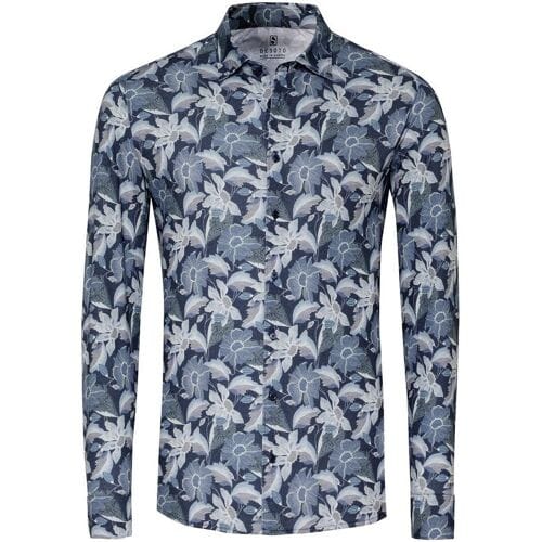Desoto Overhemd Allover Bold Blossoms Dark Denim / male