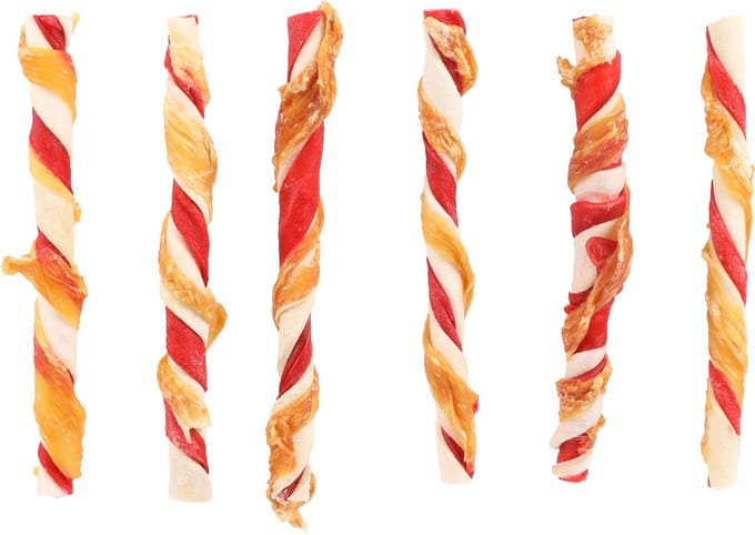Flamingo R'hide - Snack Honden - R'hide Staaf Multicolor Met Kip 7/8mm 12cm 6st 70gr - 6st - 210733 - 6st