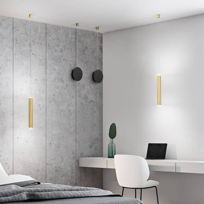 Fabas Luce LED hanglamp Prado, messing, metaal, dimbaar