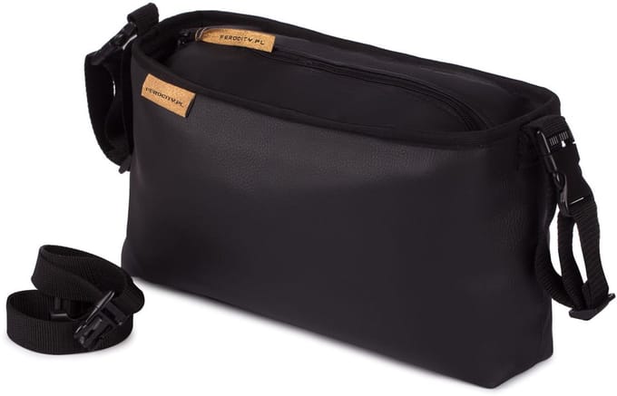 FEROCITY - Buggy kinderwagen organizer Universele tas Kinderwagenhaak - Leer - Gewatteerd - Zwart