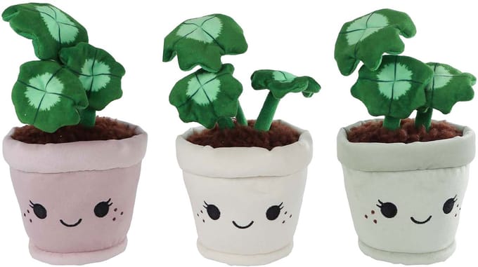 Pluche knuffel plant klavertje-4 19cm multi kleuren speelgoed.