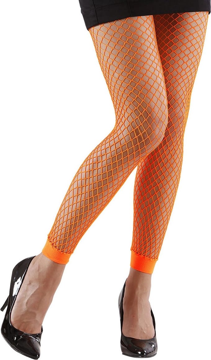 Leggings Bas résille Orange Néon beige