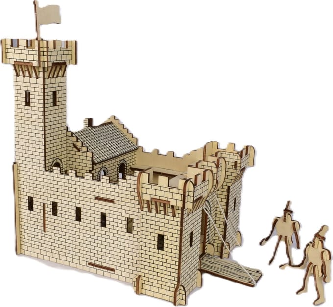 De Bouwplaats Kasteel bouwpakket - Houten 3D puzzel - 96 onderdelen