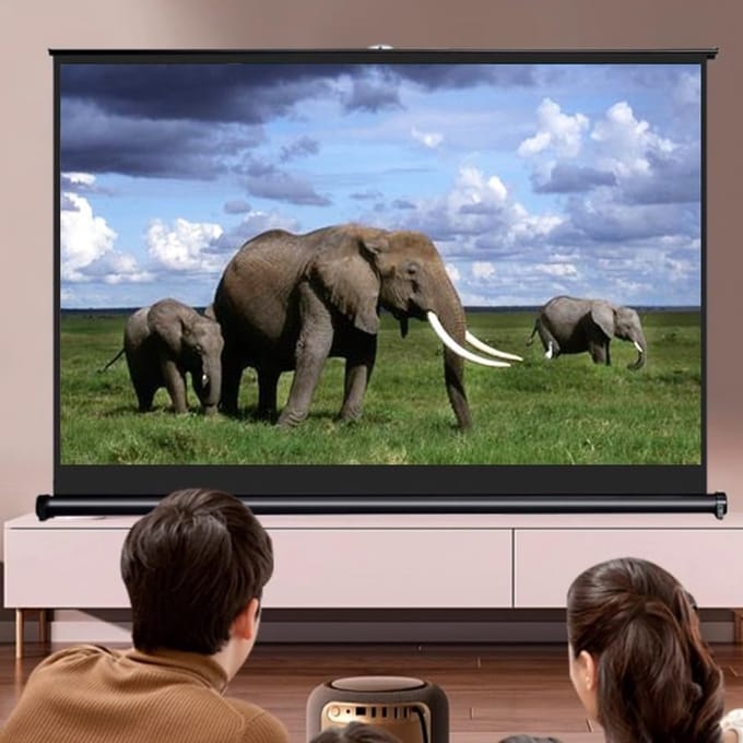 Projectiescherm Tafelblad - Draagbaar Scherm - Films Kijken - Handmatig Intrekbaar - 40 inch 16:9 - Wit