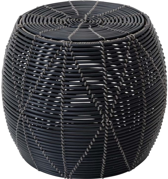 Lesli Living - Poef Birma - Zwart - Ø46x40cm