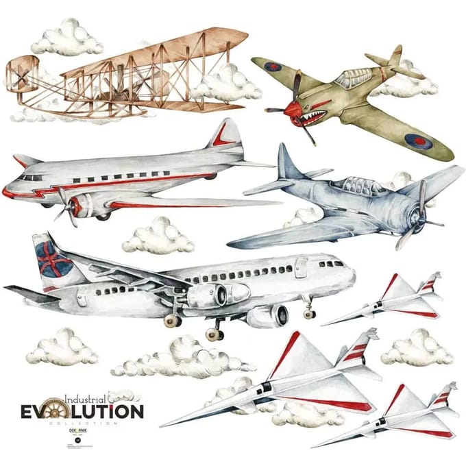 Stickers voor baby's Dekornik History Of Planes/Industrial Evolution