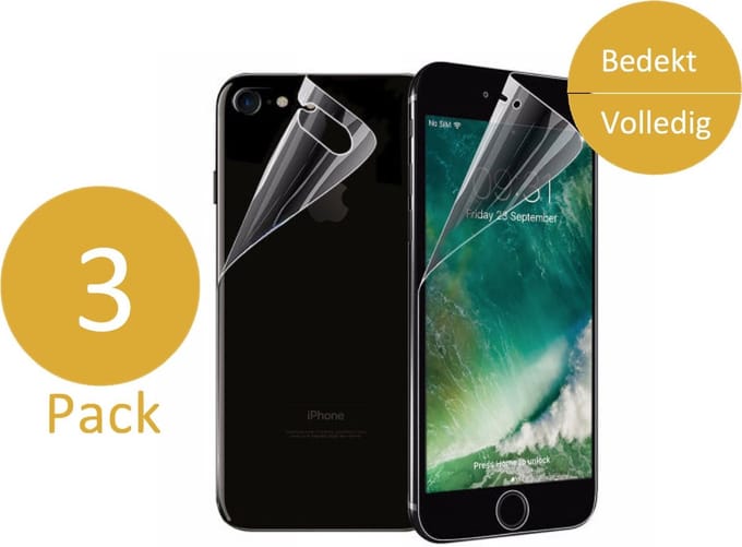 3x Screenprotector geschikt voor Apple iPhone 7 - Voor- en Achterkant 360 Graden Glas PET Folie Screen protector Transparant 0.2mm 9H (Full Screen Protector)