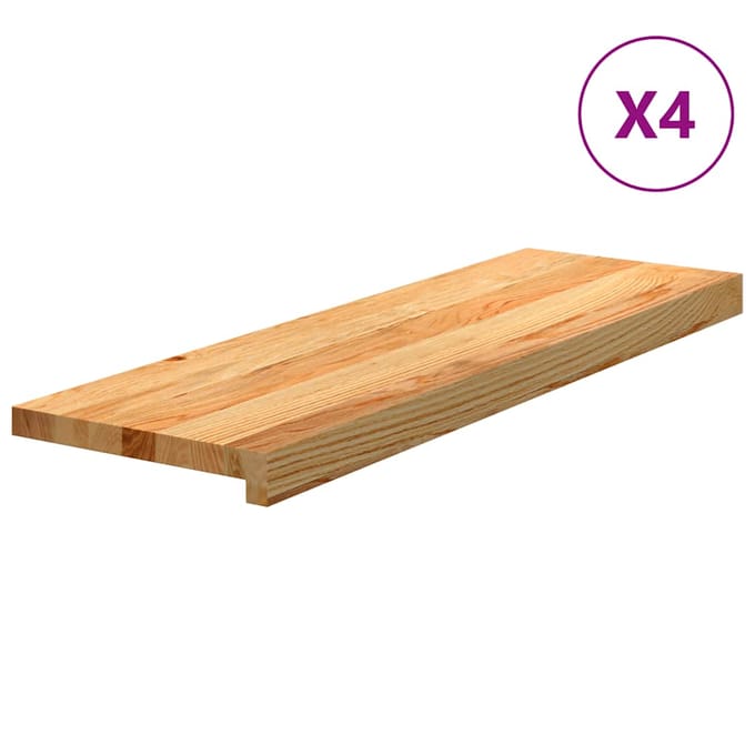 vidaXL - Traptreden - 4 - st - 80x30x2 - cm - massief - eikenhout - lichtbruin