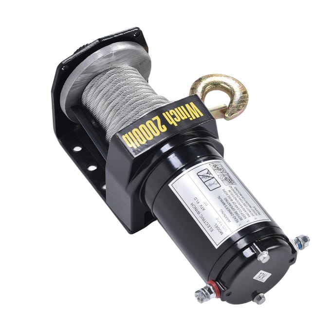 12V 2000LBS Elektrische Lier Staalkabel Takel Kraan Lier Controller Kit met Legeringshaak