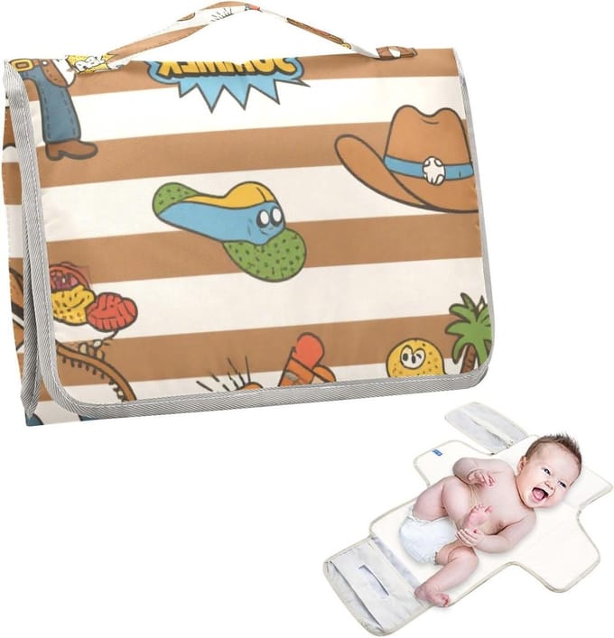 Aankleedmat Baby - Verschoningskussen - Luier Wisselen - Met Ingebouwd Kussen - 62 x 30 cm - Bruin Wit