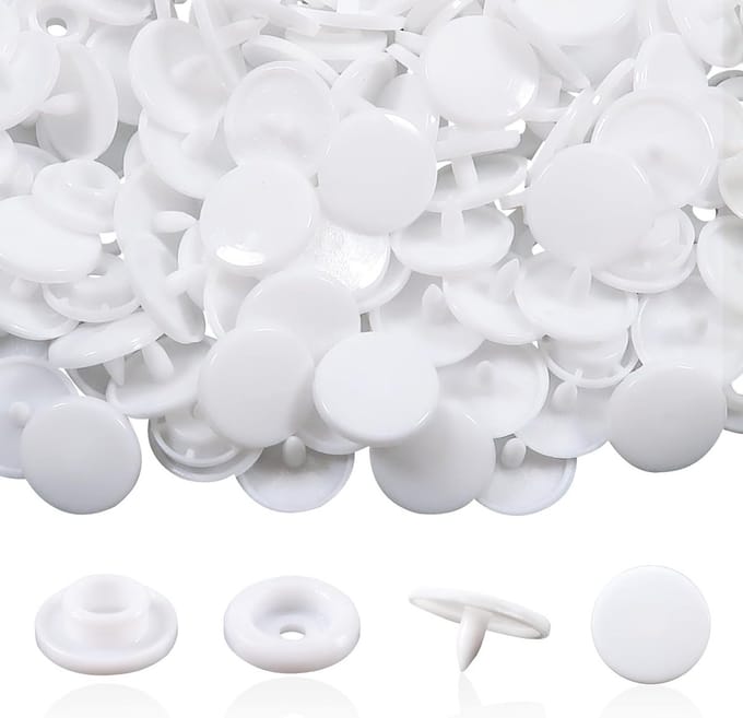 50 Sets Snap Buttons T5 12mm Wit Plastic voor Creatief Naaien, DIY en Scrapbooking Projecten