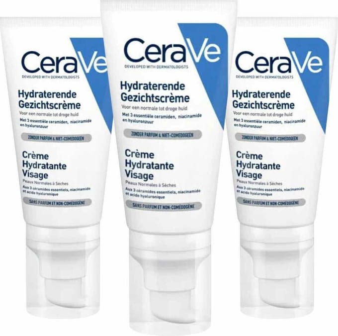 3x CeraVe Hydraterende Gezichtscrème 52 ml