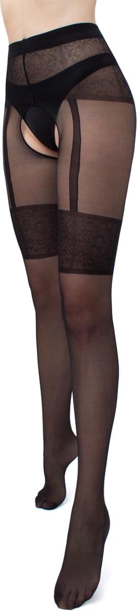 Giulia - Intimo Noir 20den Sheer Panty met open kruis - Zwart - S