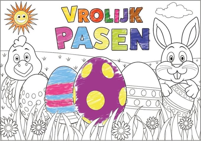 Papieren Paas kleurplaat placemats 6 stuks - Pasen