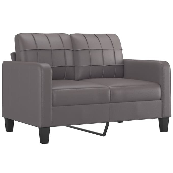 vidaXL - 3-delige - Loungeset - met - kussens - kunstleer - grijs
