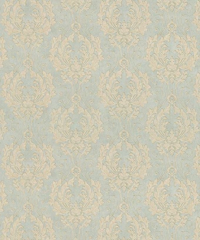 BAROK BEHANG KLASSIEK GROENBLAUW GOUD VILLA DANELLI DUBBELBREED VD3106