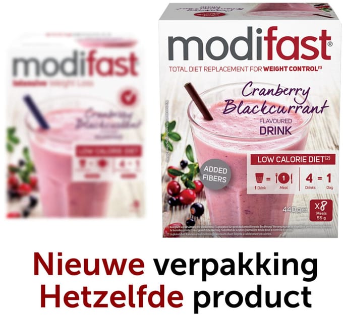 Modifast Weight Control Milkshake Cranberry - 2 x 8 x 55 gr - Voordeelverpakking
